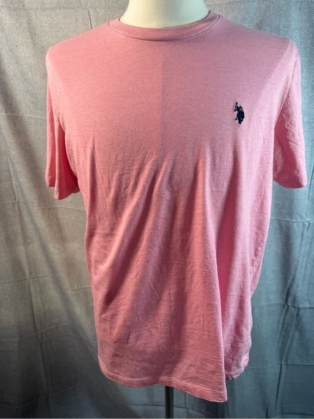 2352-U.S. Polo Assn. Pink Short Sleeve Crewneck Tee with Navy Logo